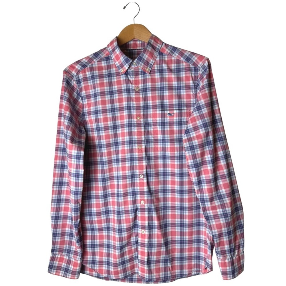 Vineyard Vines Pink & Blue Plaid Button-Down Shirt